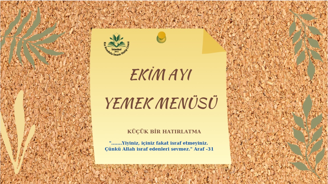 2025 Ekim Ayı Öğle Yemeği Menüsü